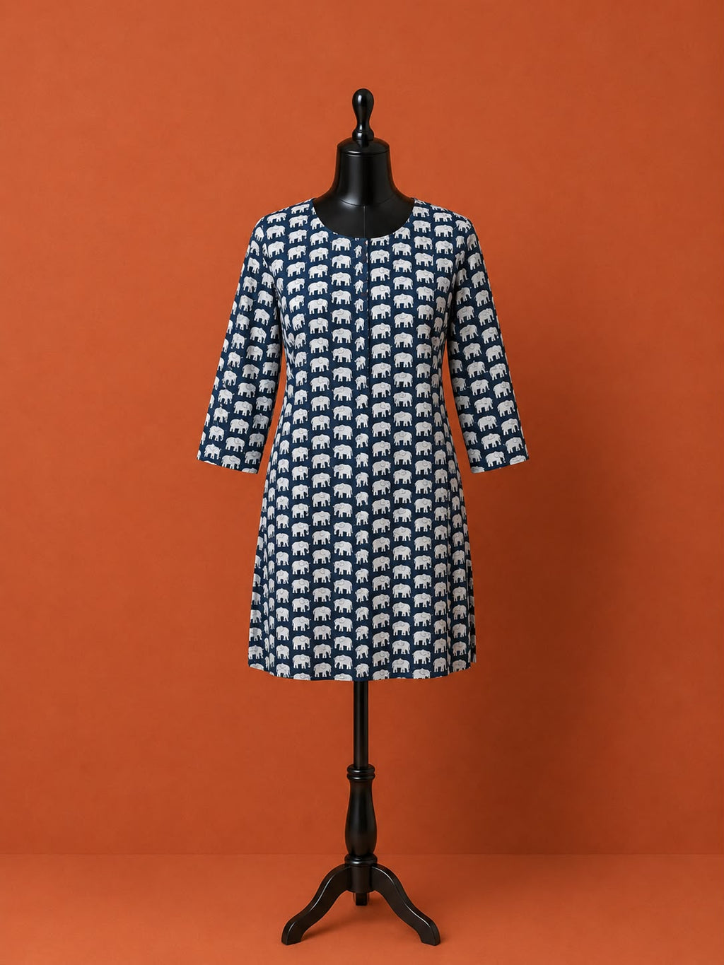 Blue Printed Cotton Short Kurti