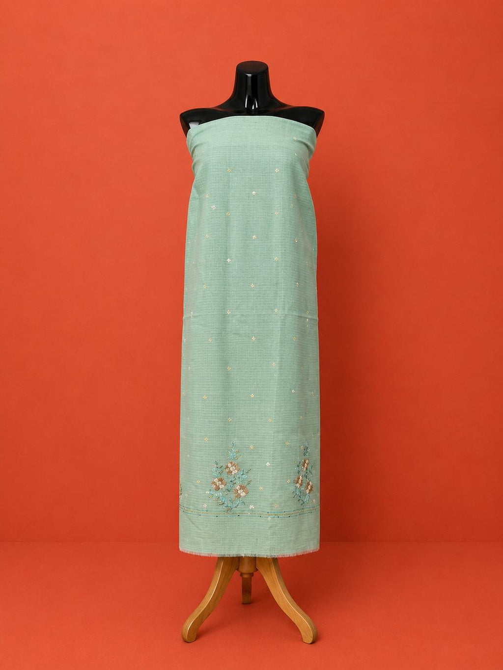 Green Kota Doria Embroidered 2Pc Dress Material