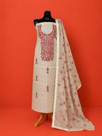 White Kota Doria Embroidered 2 Pc Dress Material