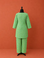 Green Printed Cotton Night Suit