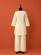 Yellow Block Print Cotton Night Suit