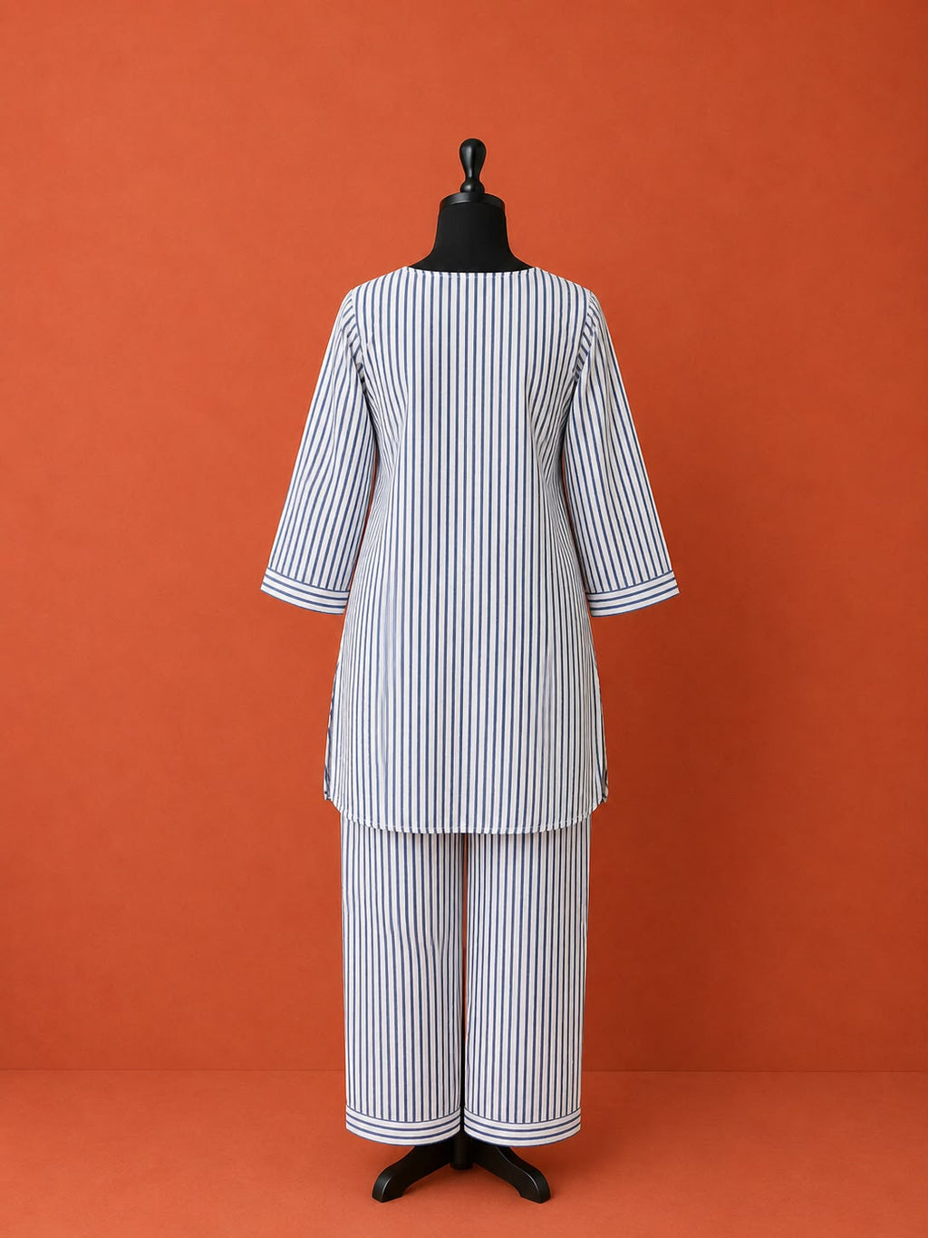 Blue Block Print Cotton Night Suit