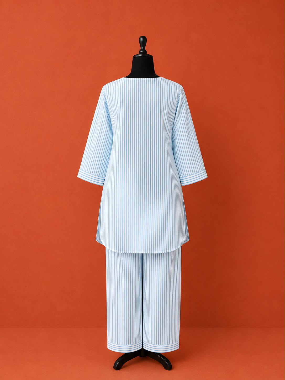 Blue Block Print Cotton Night Suit