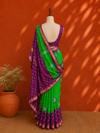 Purple Kota Doria Shibori Sari