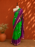 Purple Kota Doria Shibori Sari