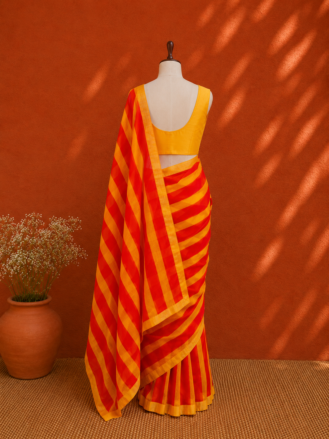 Red Kota Doria Lehriya Sari