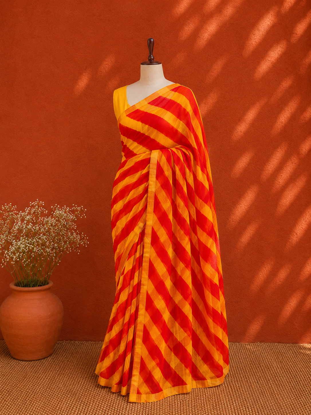 Red Kota Doria Lehriya Sari